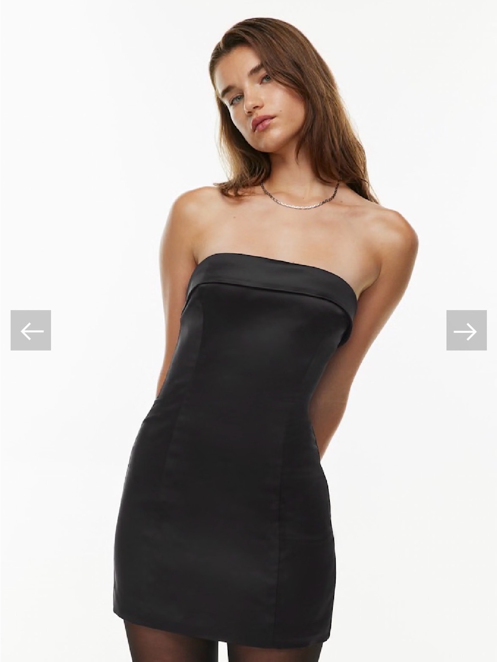 Aritzia Black Strapless Satin Mini Dress
